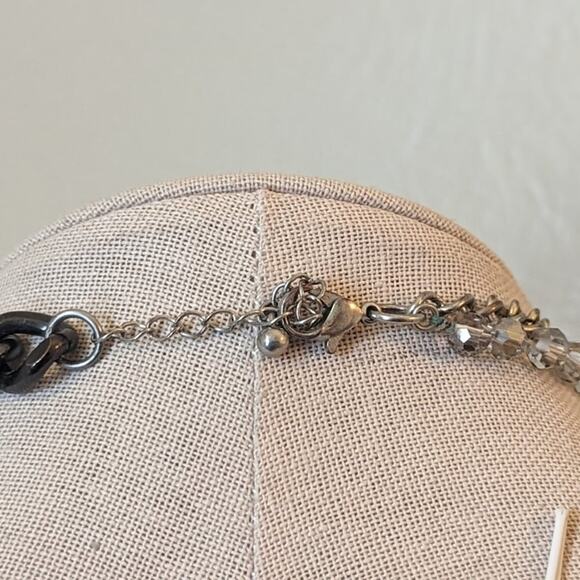 Vintage Kenneth Cole Two Strand Mixed Metal Crystal Necklace - Picture 4 of 5